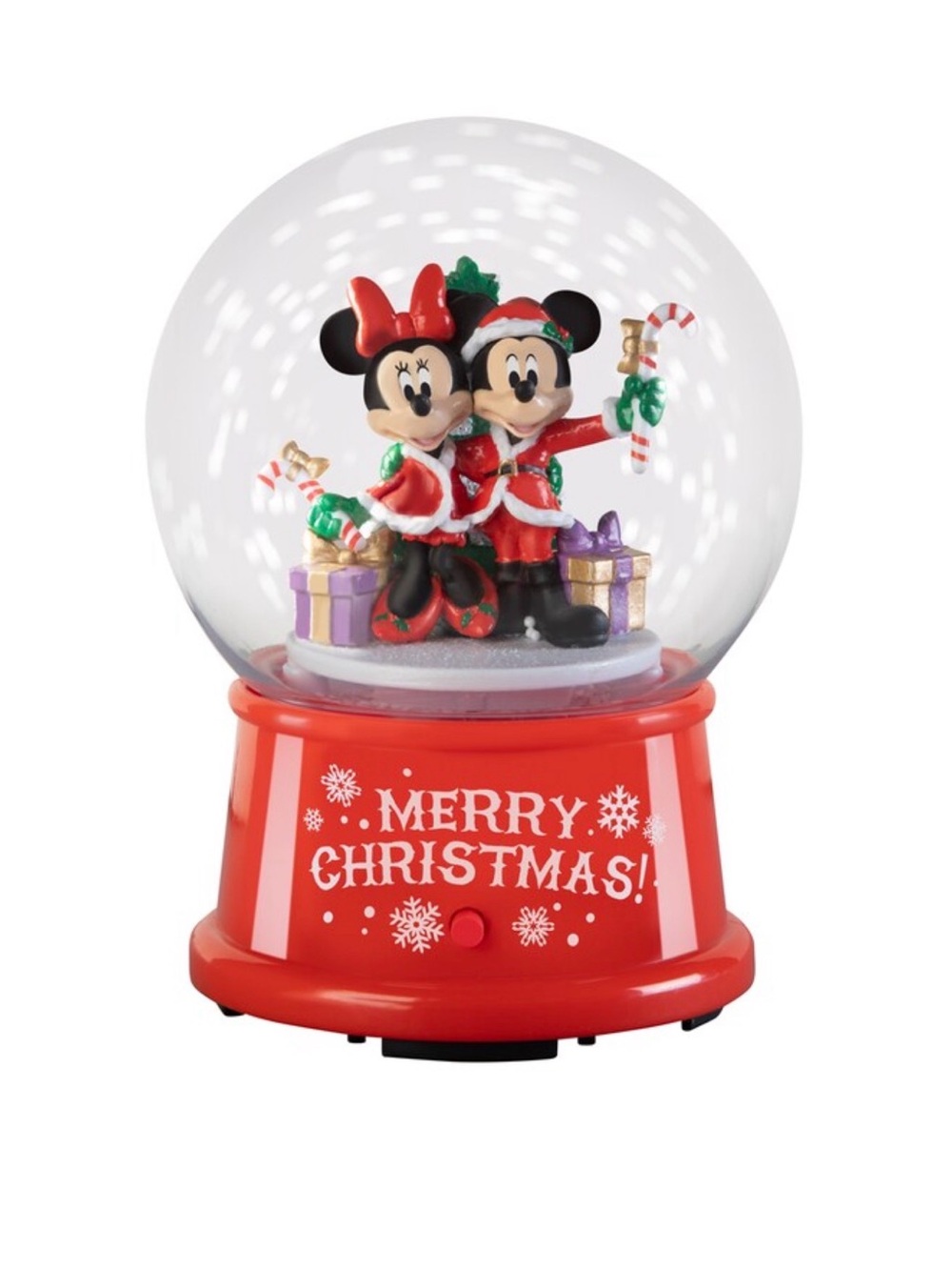Disney Red Mickey & Minnie Christmas Snow Globe with Gifts